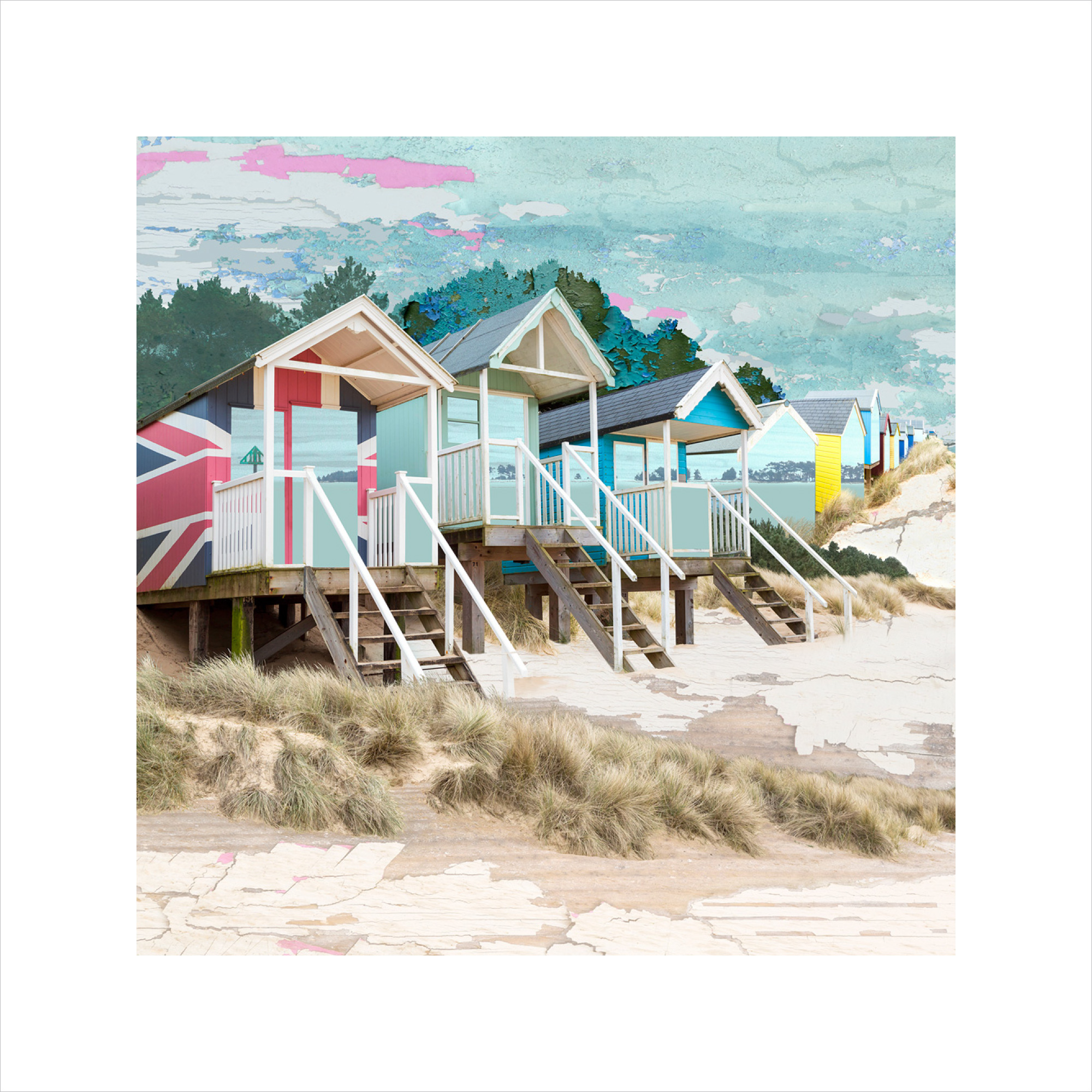 affordable art, art for sale. art online, art prints,Claire Gill, Artist, Limited Edition prints, photomontage, digital art, seascapes, fine art prints, beach huts, Norfolk, Holkham