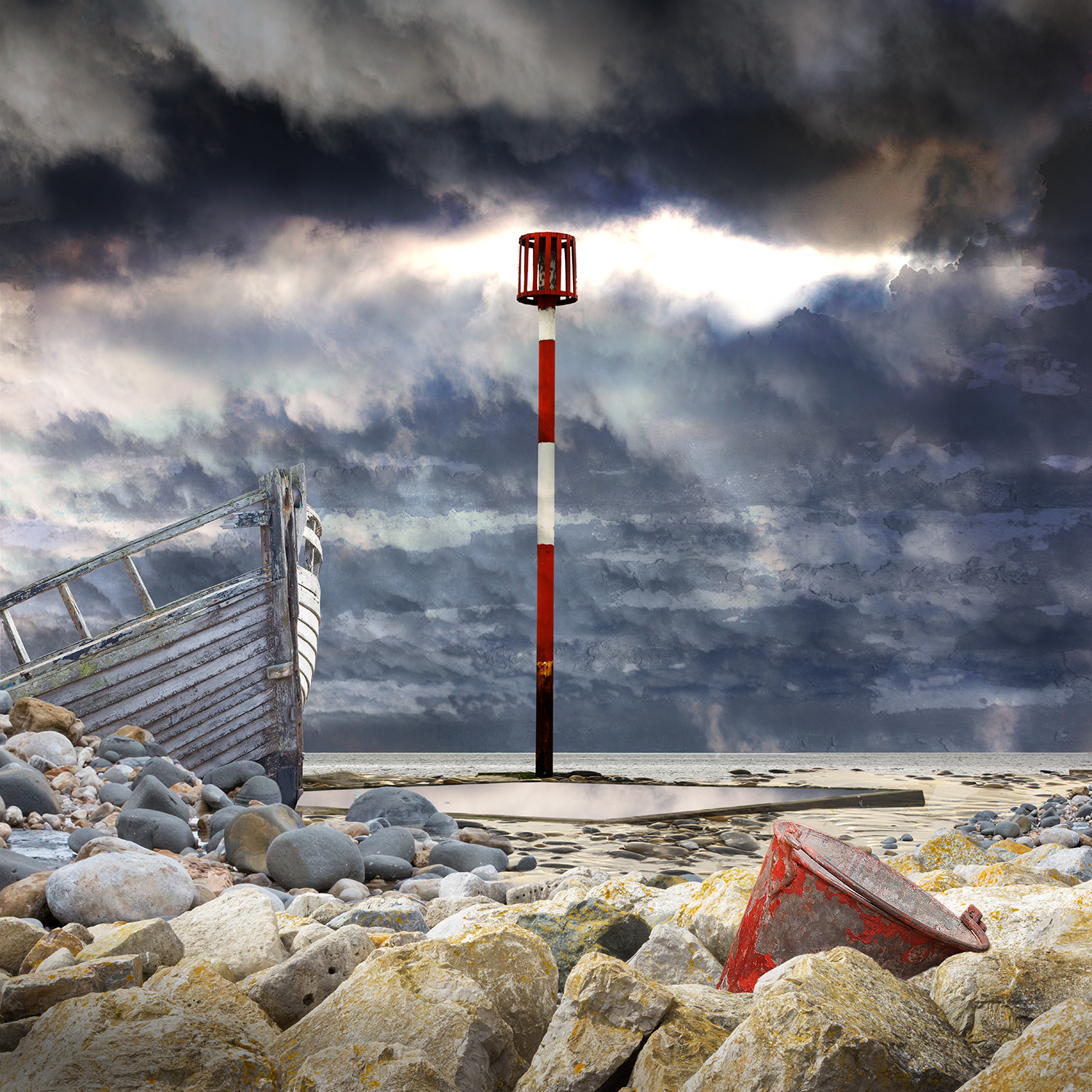 Claire Gill, Artist, Digital Photomontage, The Wasteland by TS Eliot, What the Thunder Said, On Margate Sands, Lombard Street Gallery, The Wasteland, TS Eliot, Photomontage, Limited Edition Print, Margate, sea