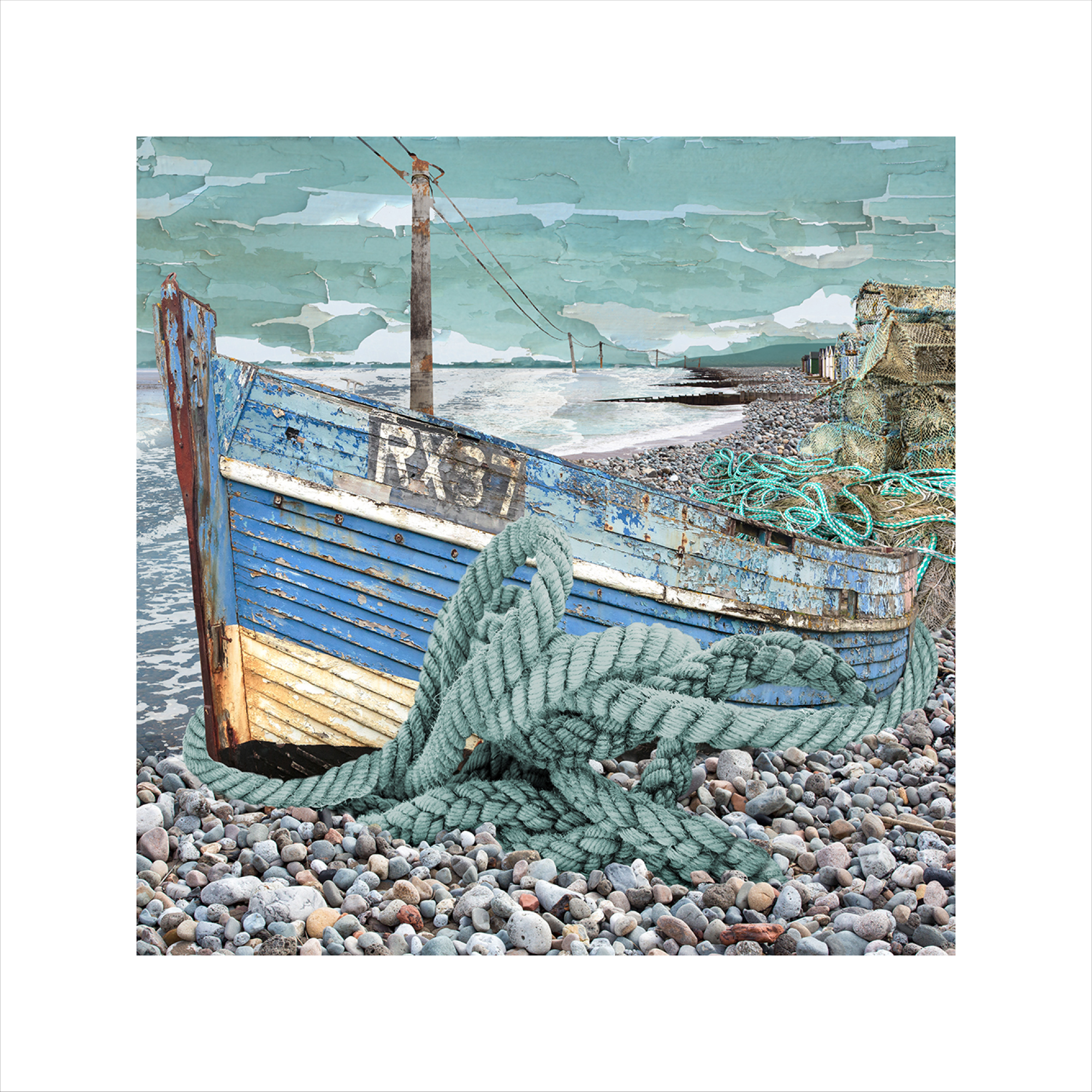 Claire Gill, Arist, Limited Edition Prints, Seascape 62 limited edition print, buy art, seascapes, collect art, beach, boat, coastal art