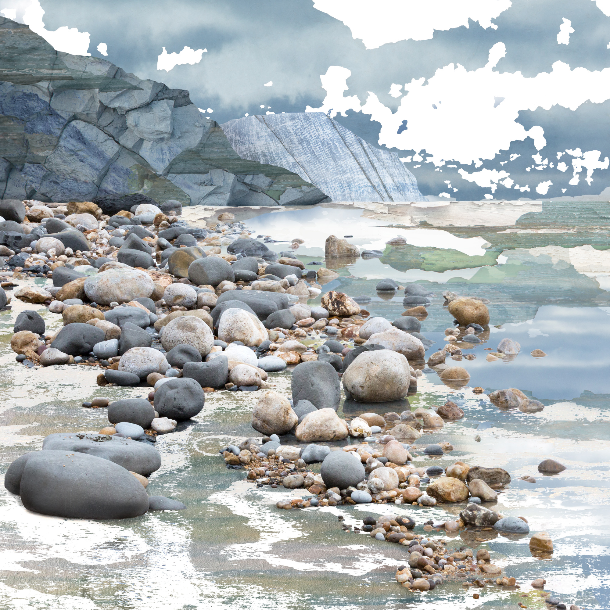 Claire Gill. fine art card, greeting card, seascapes, photomontage, coastal art, limited edition prints, seascape 69, Charmouth, Jurassic Coast