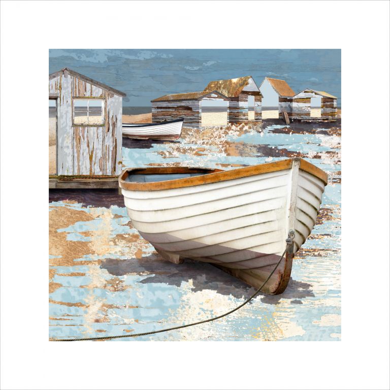 contemporary southwold fine art print, contemporary seascape print, Southwold fine art print, digital art prints, contemporary fine art prints, digital photomontage artist, Claire Gill Artist, Southwold harbour, coastal art seascapes, Southwold gallery, Southwold, boats, limited edition print, buy art, collect art, art for interiors