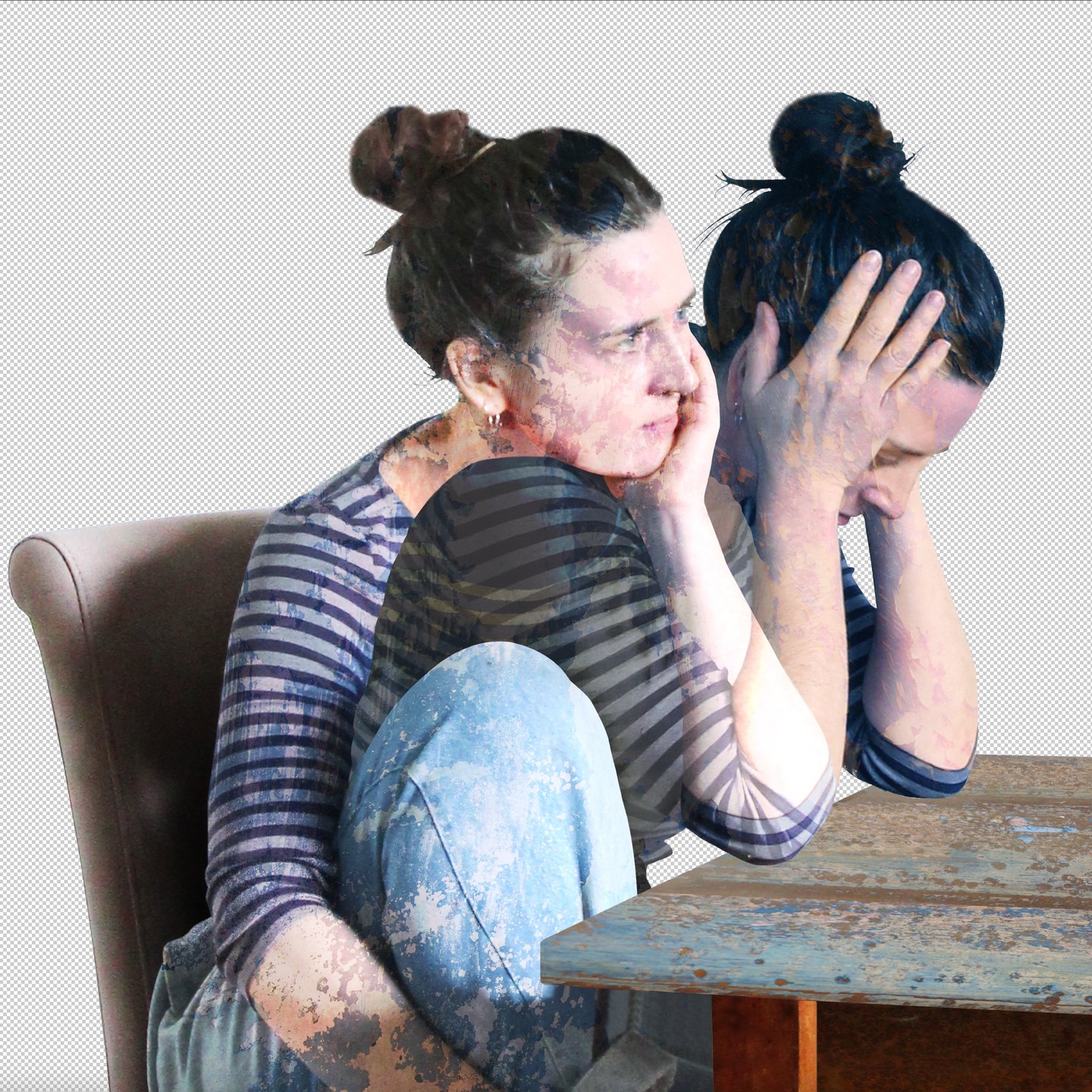 duality, self portrait, neurodiversity, reflection, two figures at a table