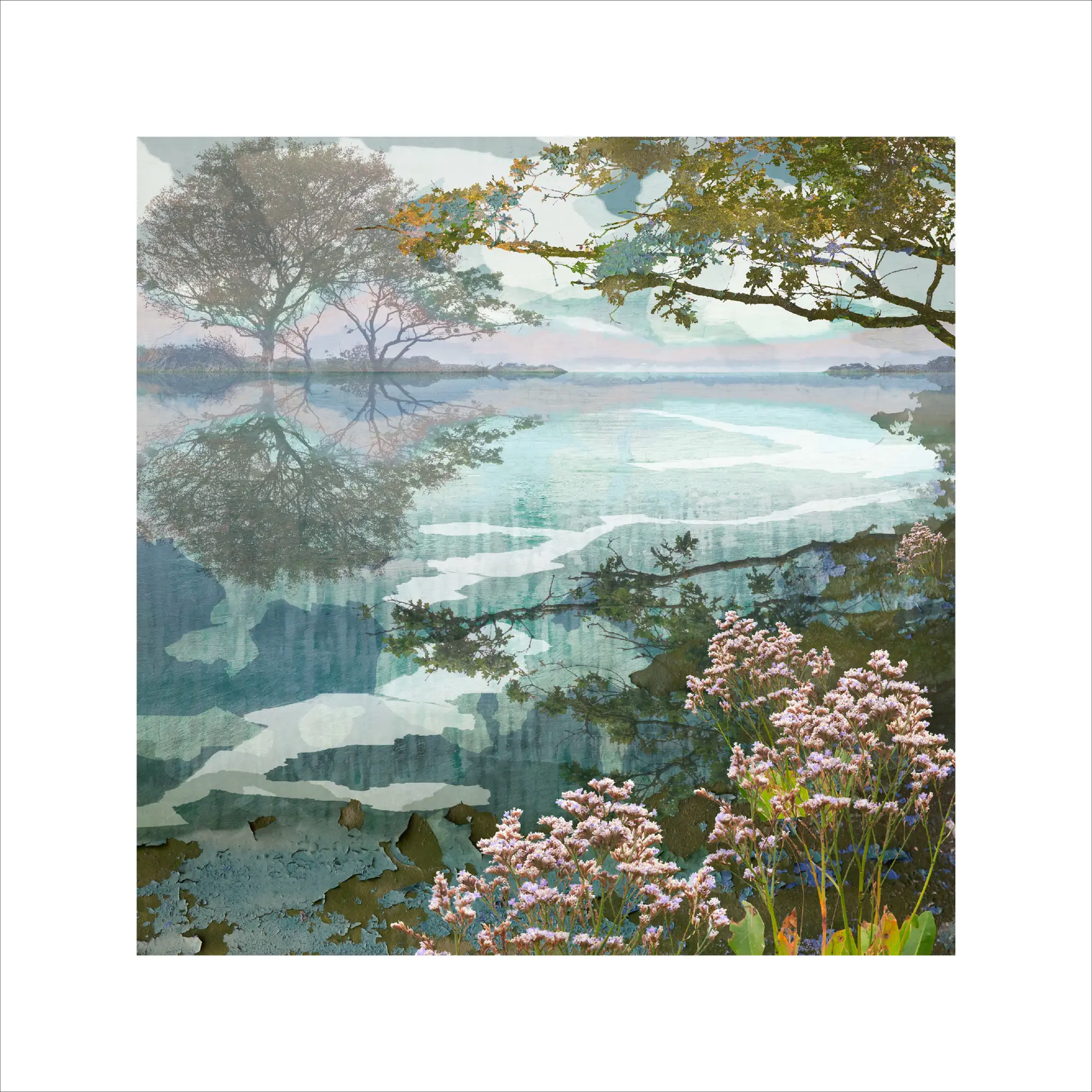 Treescape limited edition print, tranquility print and link to browse and buy fine art prints by artist Claire Gill