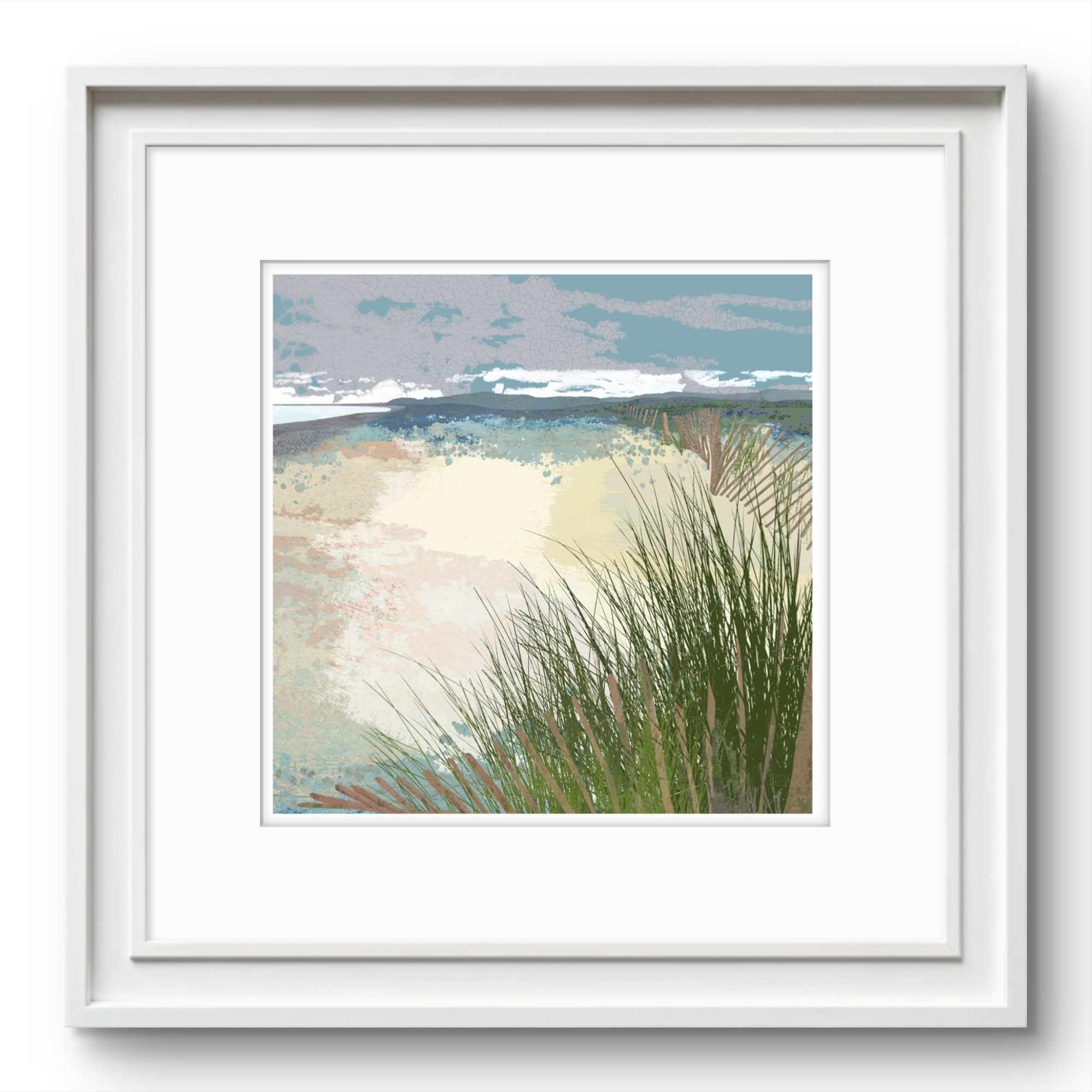 Beach print framed, littoral, walberswich beach, Claire Gill, Digital Photomontage