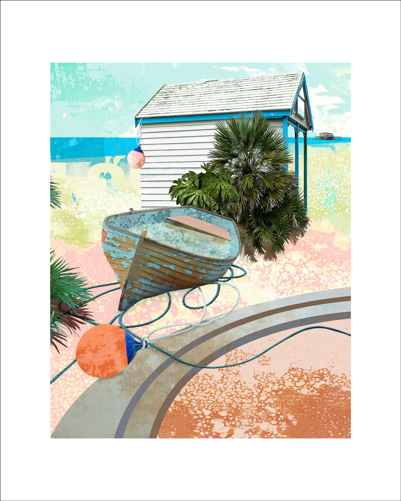 Brighton boat limited edition print, Claire Gill, Brighton sea front, art for walls, buy art, collect prints