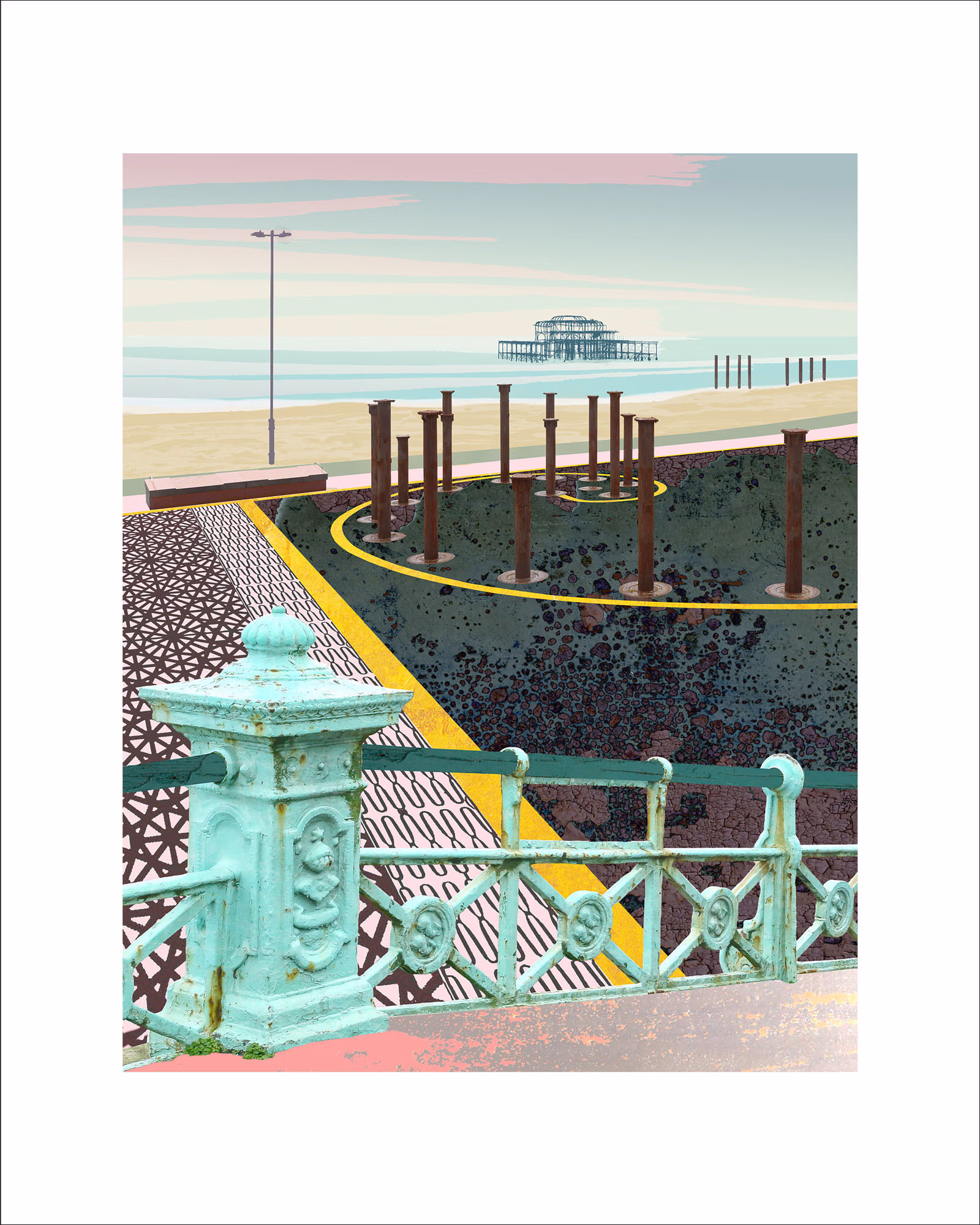 Brighton Balustrade, Claire Gill Brighton Print, fine art print, limited edition, brighton sea front art, Claire Gill