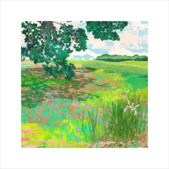 Vivid Green Shady Tree Photomontage Art Print, limited edition fine art landscape print