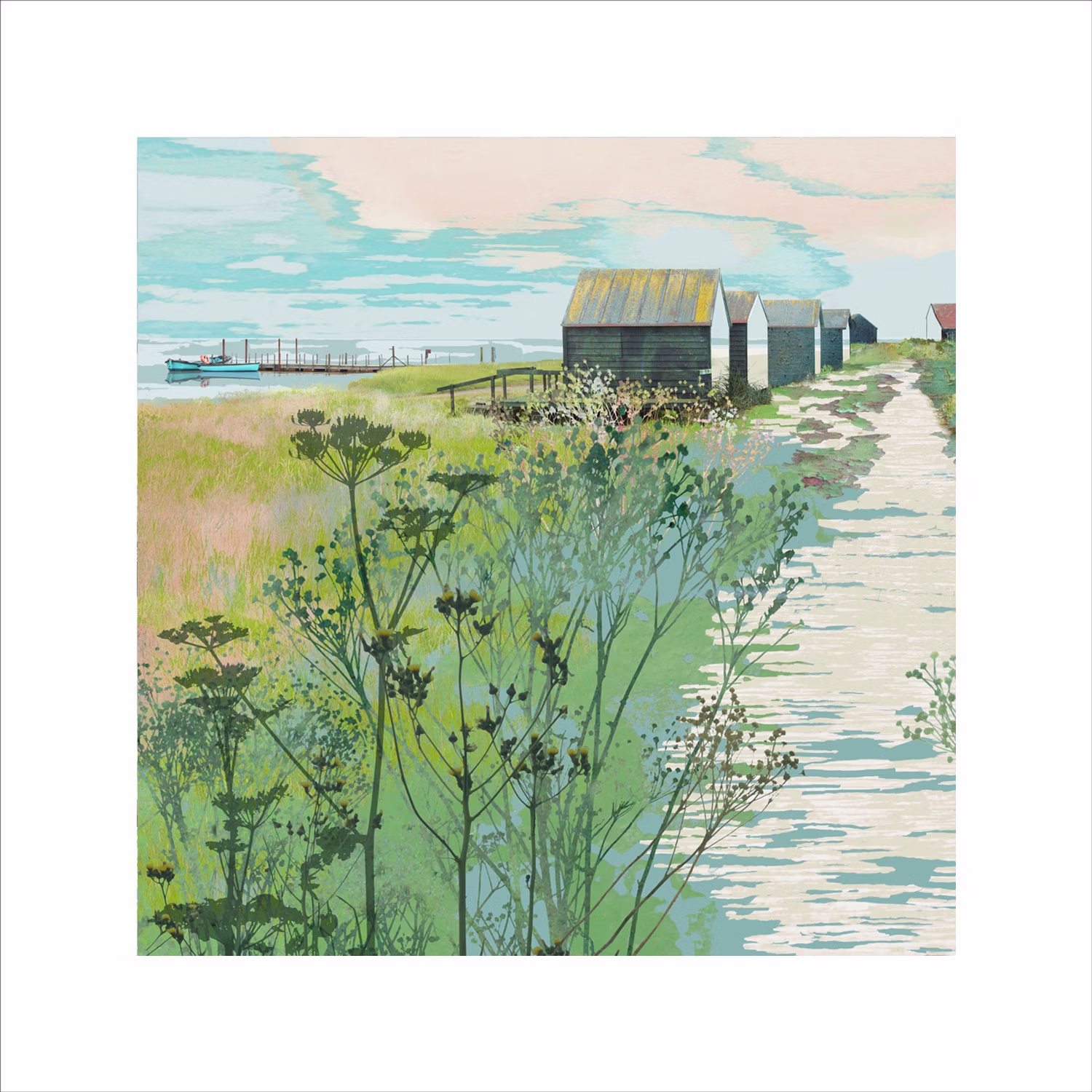 Walberswick print, limited edition print, river path, Claire Gill, Collect limited edition prints, digital photomontage, landscape art