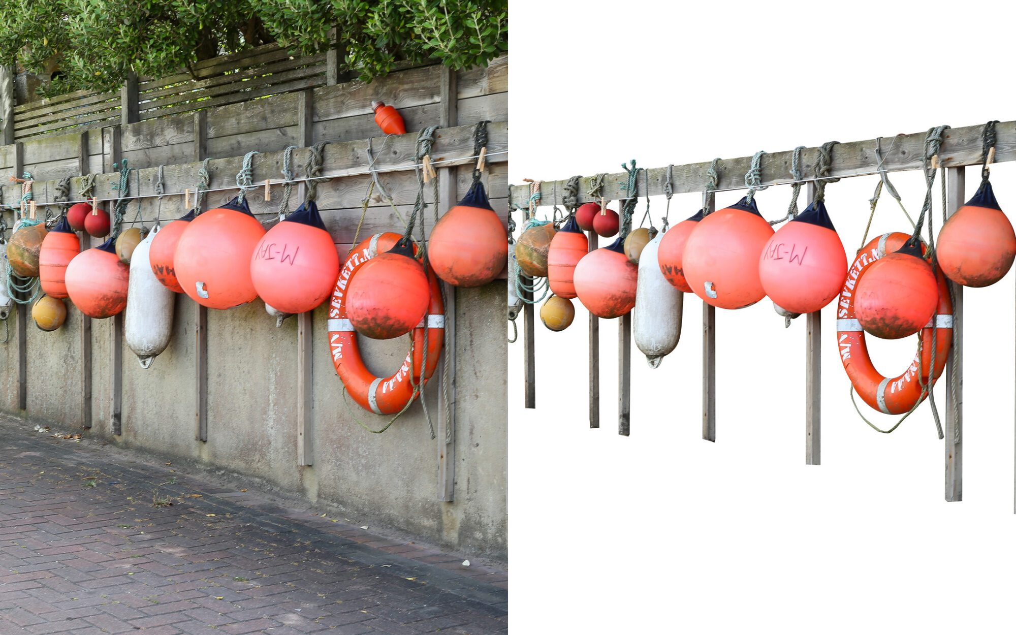 Buoys cut out fomr a photograph using photoshop