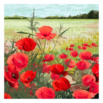 Poppies limited edition poppy landscape print by Claire Gill