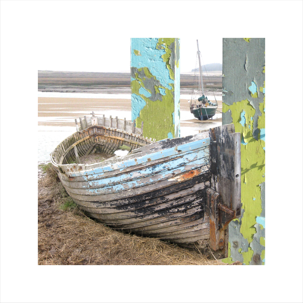 affordable art, art for sale. art online, art prints,Claire Gill, Limited edition prints, digital photomontage, fine art prints, hahnemuhle, coastal art, Collect Art, seascape 5, Blakeney Boat, North Norfolk
