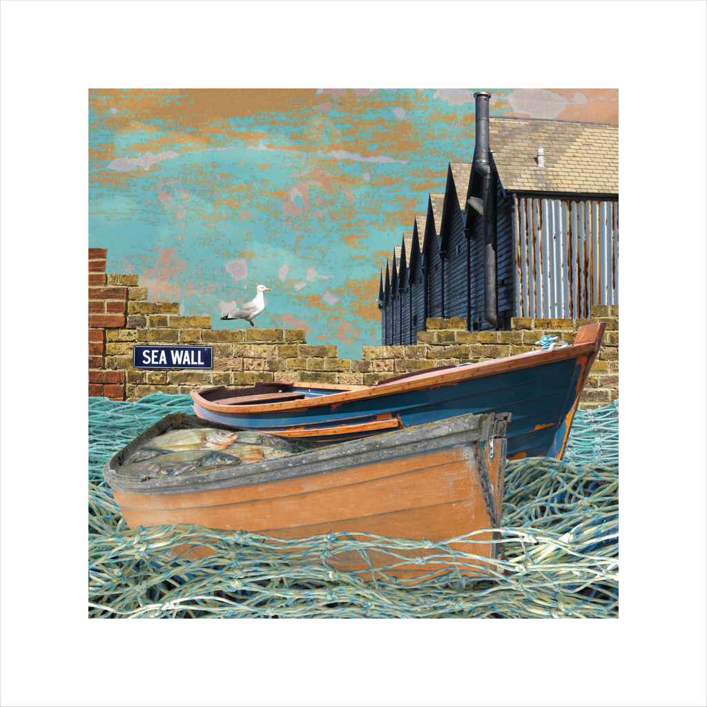 affordable art, art for sale. art online, art prints,Claire Gill, Limited edition prints, digital photomontage, fine art prints, hahnemuhle, coastal art, Collect Art, seascape 7, Sea wall, Whitstable
