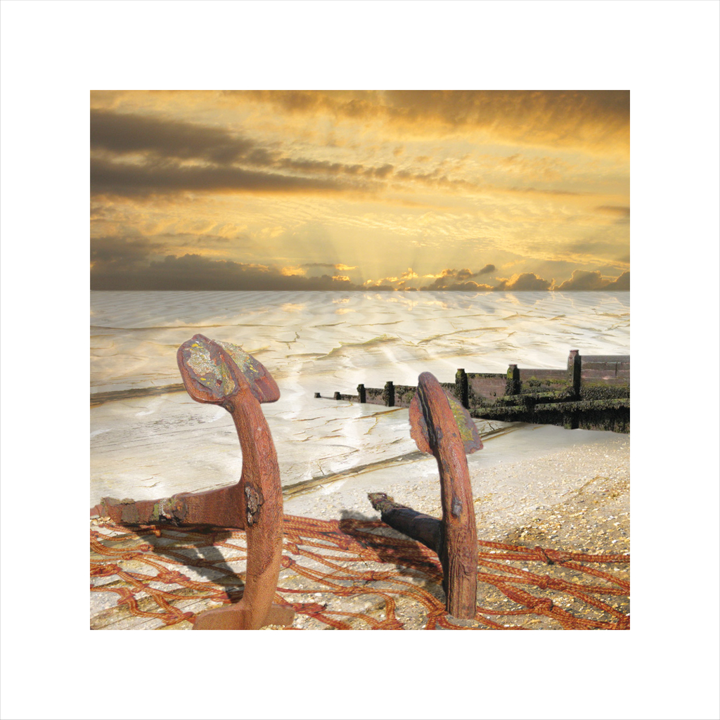 affordable art, art for sale. art online, art prints,Claire Gill, Limited edition prints, digital photomontage, fine art prints, hahnemuhle, coastal art, Collect Art, seascape 13, Whitstable, Anchors