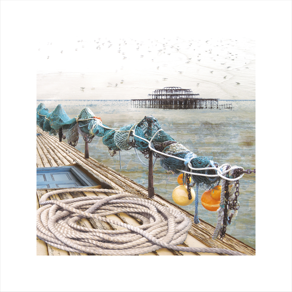 affordable art, art for sale. art online, art prints,Claire Gill, Limited edition prints, digital photomontage, fine art prints, hahnemuhle, coastal art, Collect Art, seascape 14, Brighton Pier, Gold Hanger