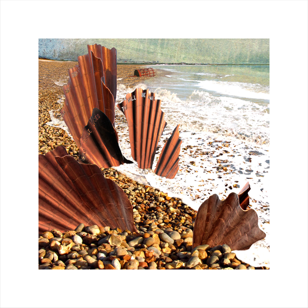 affordable art, art for sale. art online, art prints,Claire Gill, digital photomontage, Limited edition print, Fine art print, collect art, seascape 27, coastal art, Aldeburgh, Maggi Hambling