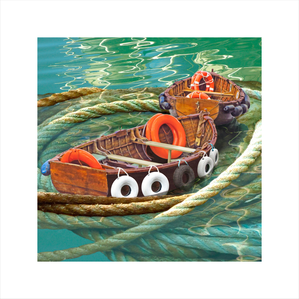 affordable art, art for sale. art online, art prints,Claire Gill, digital photomontage, Limited edition print, Fine art print, collect art, seascape 29, coastal art, Whirlpool, boats, Weymouth