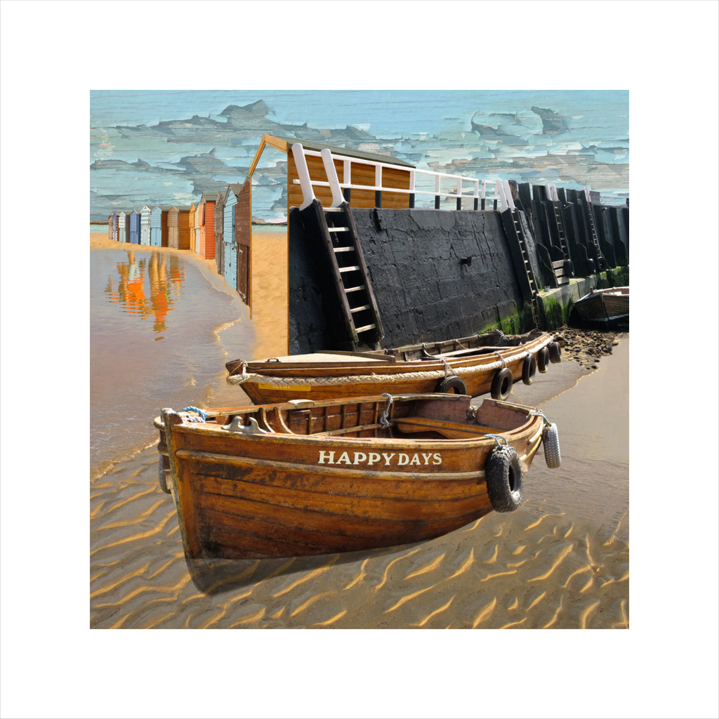 affordable art, art for sale. art online, art prints, Claire Gill, Limited edition prints, digital photomontage, fine art prints, hahnemuhle, coastal art, Collect Art, seascape 42, Broadstairs, happy days, boats